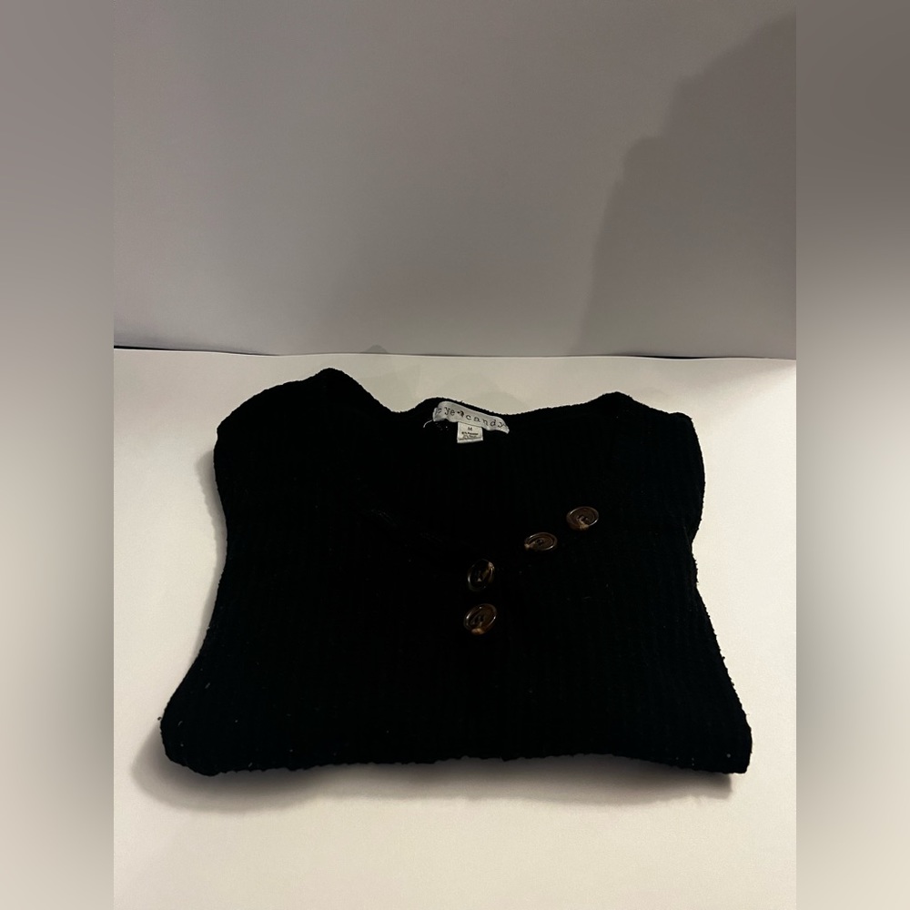 Eye Candy: Black V-Neck w/ Black Buttons
